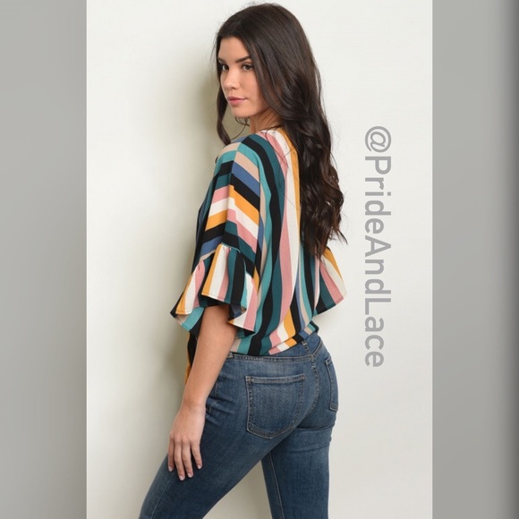 LAST 1 🌈 Multi Color Tie Up Top🌈 - Picture 2 of 2